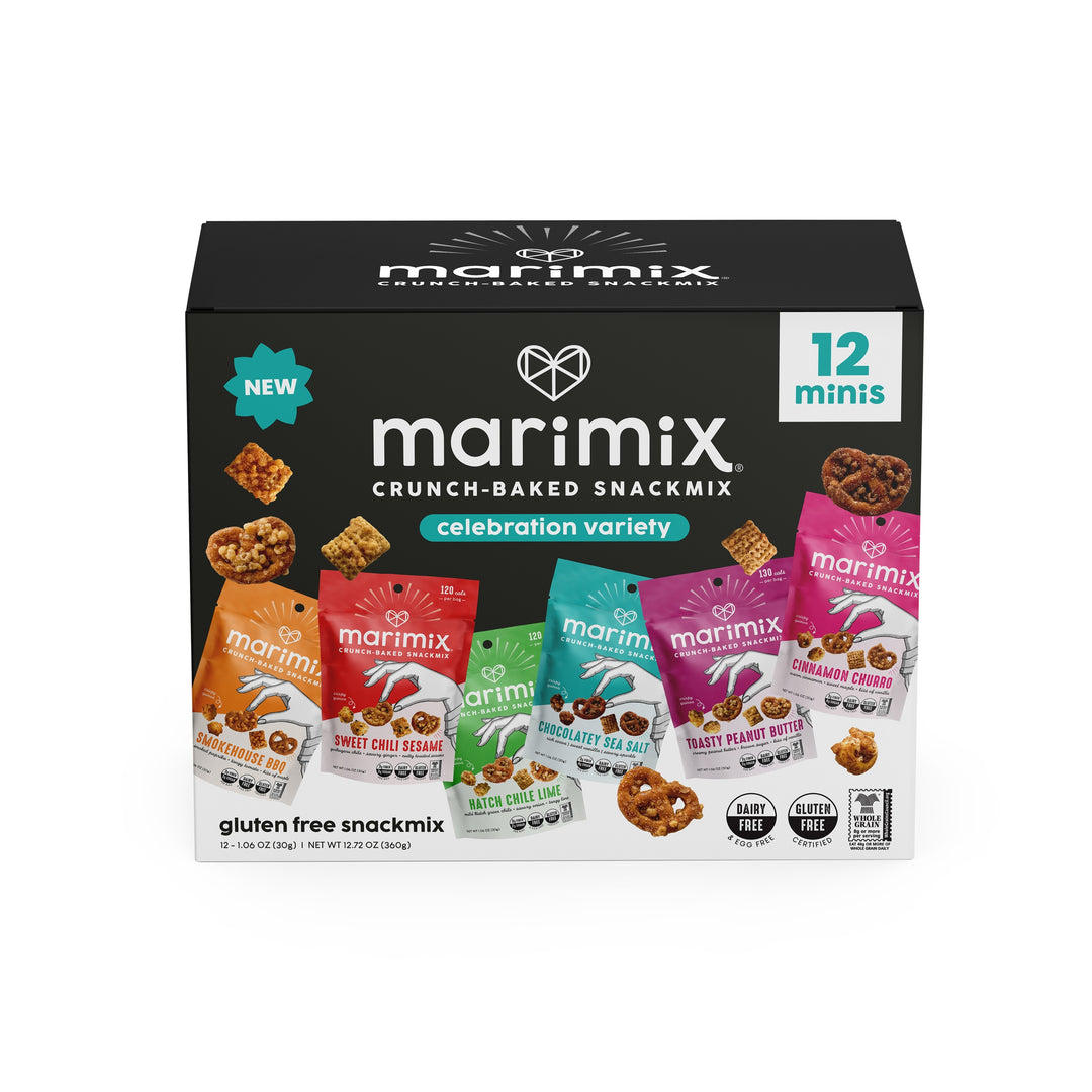 Marimix Celebration Variety 12-pack box with mini snack pouches